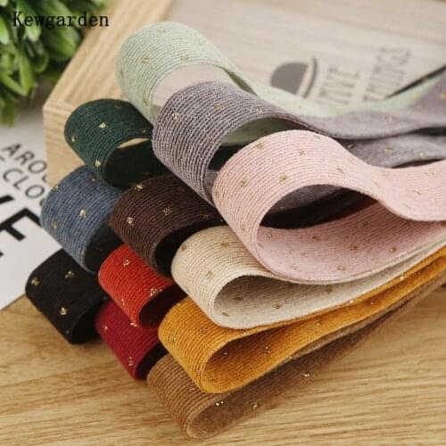 Kewgarden DIY Hair Bow Accessories Handmade Tape Webbing Corduroy Fabric Bronzing Dot Ribbons 1" 1.5" 38mm 25mm 10mm 10 Yard