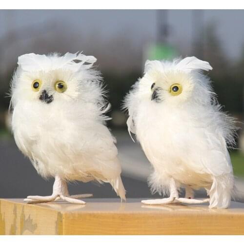 2pc Lovely Plush Furry White Owl, Kids Animal Toys Decorative Artificial Animals Model, Gifts statue garden owl decor