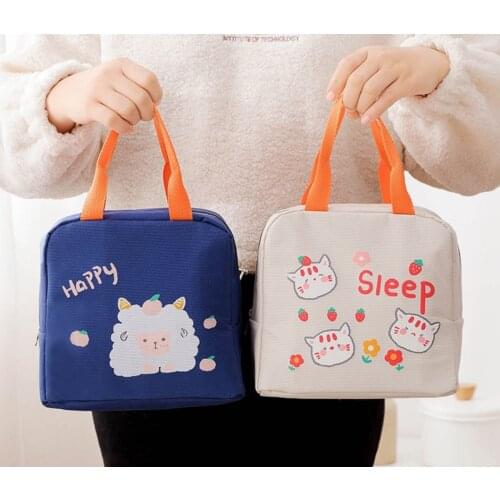 Cartoon Cooler Lunch Bag For Picnic Kids Women Travel Thermal Breakfast Organizer Insulated Waterproof Storage Bag For Lunch Box