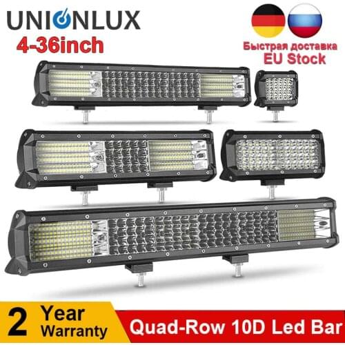 10D Quad Rows Led work light 4-36inch 72W 144W 432W 648W 864W Offroad Led light bar for car Tractor Truck 4x4 SUV ATV 12V 24V