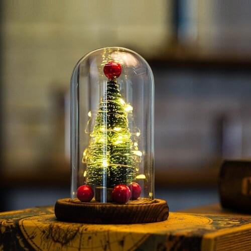 Led Christmas Tree Artificial LED Tree In Glass Cover Home Decor Night Light Christmas decorations for Home Store