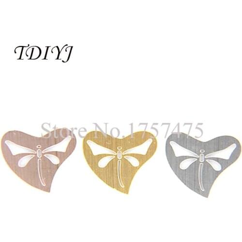 TDIYJ 20pcs Fashion Design 21mm Mixed Stainless Steel Heart Dragonfly Plates Floating Charms for 30mm Glass Locket Pendants