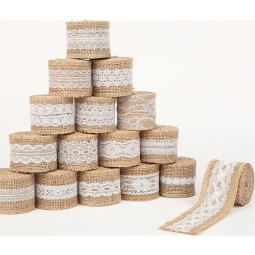 1M Natural Jute Burlap Ribbon Vintage Twine Lace Rope for Rustic Wedding Decoration DIY Hair Accessories Party Favor Supplies