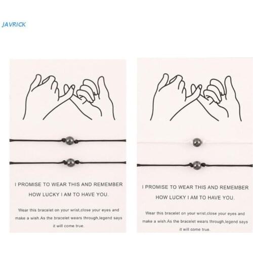 X7XB Magnetic Couple Bracelet Mutual Attraction Magnet Matching Bracelets Black Gallstone Bracelet for His Her Couple Jewelry
