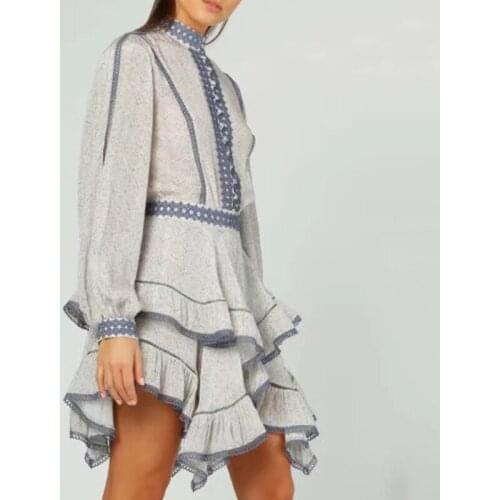 Donsignet 2021 Summer Fashion New Single Breasted Chiffon Solid Top Flowers Spliced Short Skirt Womens Suit Two-piece Suit