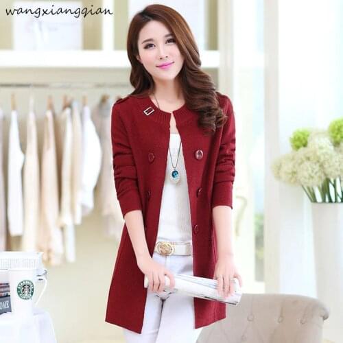 2019 New Fashion Autumn Spring womens Sweater Casual Warm Long Design Female Knitted Coat Cardigan Sweater women Button A487