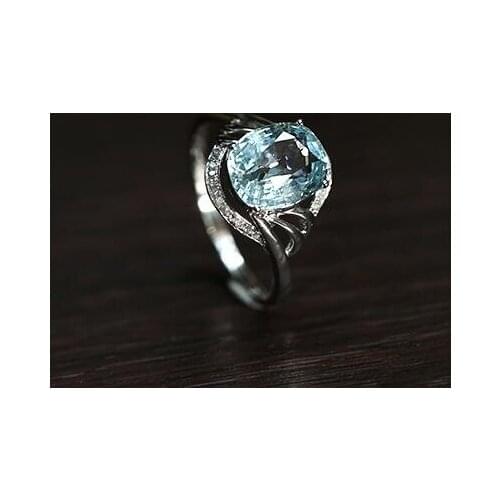 New sea blue crystal ladies ring boutique ladies jewelry creative exquisite work bride engagement wedding ring