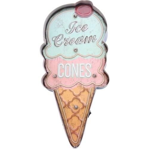 Ice Cream Signs Vintage Cafe Shop Decorative Neon Light Home Decor Metal Plate For Wall Retro Coffee Plaque