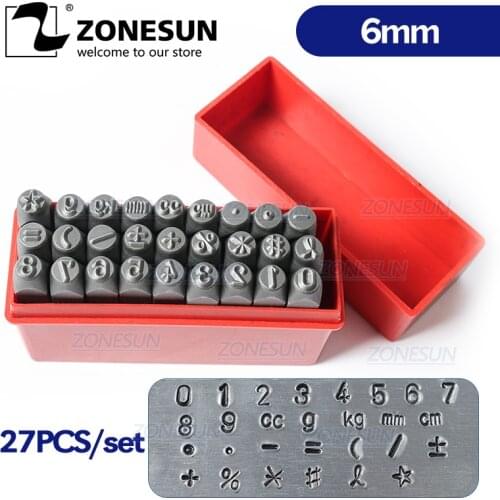 ZONESUN 27PCS Carbon Steel Stamp Number Set Steel Stamps Punch Die Metal Mark Stamping Tools For Jewelry Bracelet Necklace Ring