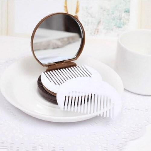 1pc Portable Compact Pocket Cosmetic Mirror Women Makeup Mirror Colourful Cute Sandwich Biscuit Makeup Mirror