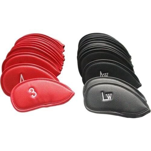 12PCS Golf Club Head Cover Luxury PU Leather Golf Iron Club Head Protective Case On For Golf-Club Making Product Dust Cover