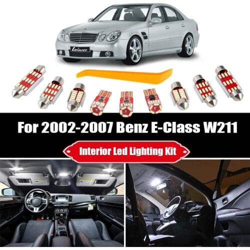 17pcs For 2002-2006 2007 Mercedes Benz E-Class W211 White Canbus LED Map Dome Reading Ceiling Trunk Door Lights Interior Kit