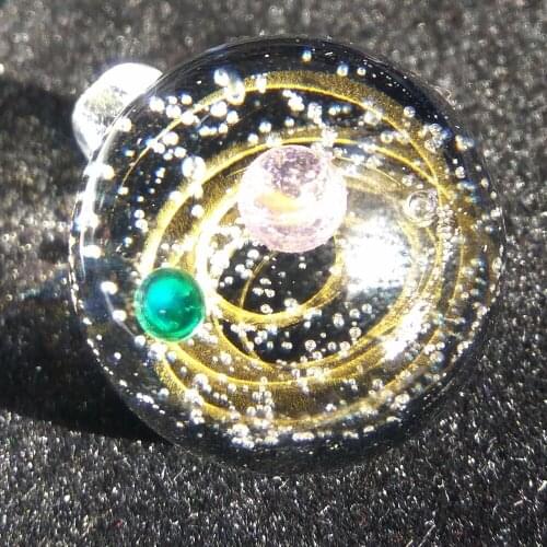 2018 New Lamp work beads 1PCS Dia 23MM Round Fantastic Starry Milky Way shape Hand made glass Pendant DIY Jewelry making XK03