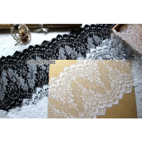3Meters 35cm Width Black Eyelash Lace Trim Flowers Underwear Bra Decor Craft Sewing Lace Fabric Dress Making DIY