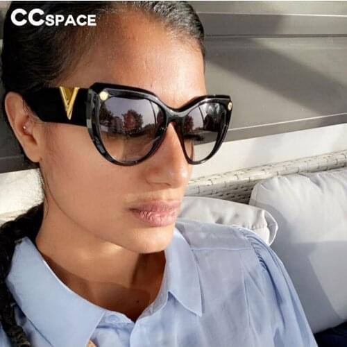 49545 Retro Big Frame Square Cat Eye Sunglasses Fashion Mens and Womens Sunshade Uv400 Black Cool Sunglasses