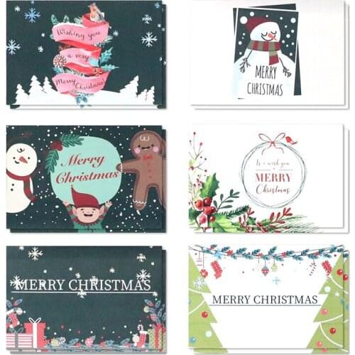 6pcs/set 3D Handmade Merry Christmas Cartoon Paper Greeting Cards Blessing Postcard New Year Business Kids Friend Gift