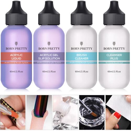 BORN PRETTY 60ml Gel Nail Polish Remover Acrylic Varnish Gel Slip Solution Extension Carving Quick Cleaning Plush Nail Art Tool
