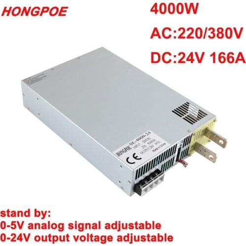 24V Power Supply 0-24V Adjustable Power Supply 0-5V Analog Signal Control 220V 380V AC-DC 24V 166A High-Power Transformer 4000W