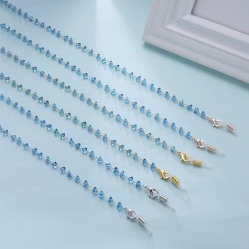 Teamer Blue Crystal Beads Glasses Chain Women Sunglasses Lanyard Fashion Eyeglasses Chains Holder Hanging Mask Necklace Straps