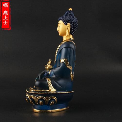 HOME OFFICE patron saint -efficacious Talisman House Protection Tibetan Buddhism gilding Colored Glaze Buddha statue 20 CM