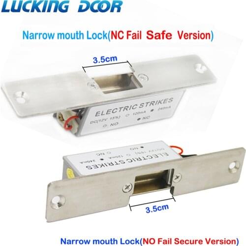 Narrow Wide Type Electric Door Lock Wood Metal Door NO NC Mode Fail Secure Fail Safe DC 12V Access control Electric Strike Lock