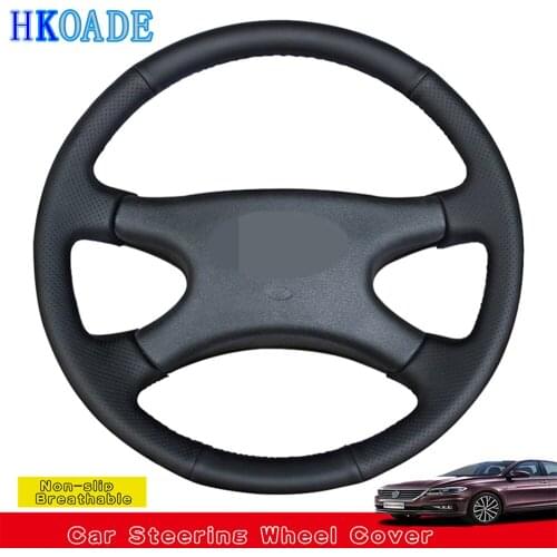 HKOADE DIY Hand-stitched Black Hige Soft Artificial Leather Car Steering Wheel Cover for Lada Niva 2006-2017 2107 1997-2012