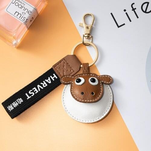 Jaeeyin 2021 Trendy Jewelry White Brown Leather Sheep Cute Key Chain Hand Made Accessory Keychain Gift For Children Unisex Girls