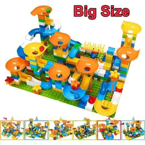 Marble Race Run Big Block Maze Ball Track Building Blocks Funnel Slide Blocks DIY Assembly Bricks Toy For Children Gifts