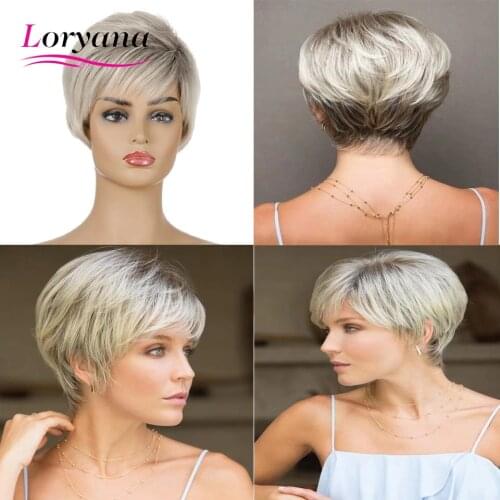 Short Bob wigs Loryana Black blonde short female haircut puffy straight natural short Synthetic hair wigs for women