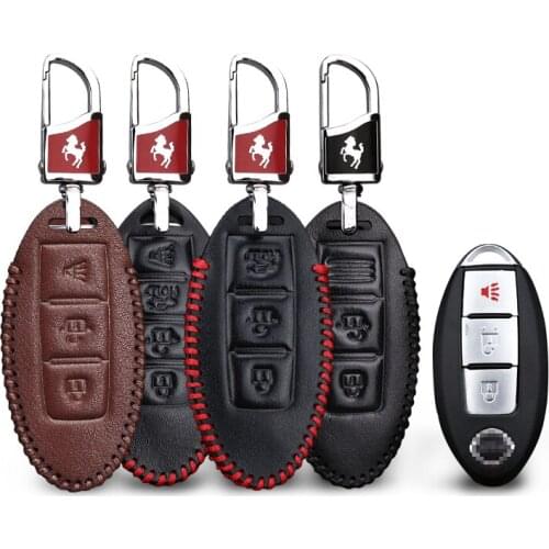 KUKAKEY Leather Car Key Case Fob Cover For Infiniti Q50 FX35 FX FX37 G37 G35 QX70 Key Protected Key Bag Shell Holder