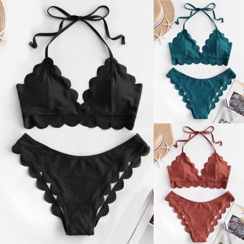 Solid LACE BIKINI strap two piece swimsuit swimsuit womens sports swimsuit beach resort swimming spa bikiniкупальники женские