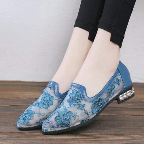 Women Cute Sweet Sky Blue Anti Skid Slip on Loafers Lady Casual Black Mesh Breathable Shoes Cool Flats Zapatos De Mujer G6128