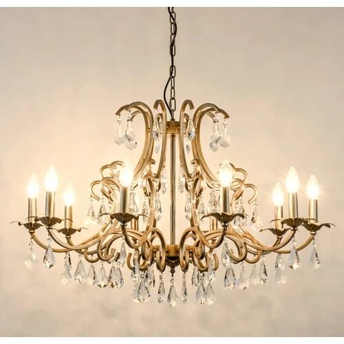 American Country Chandelier Living Room Dining Room Luxury Crystal Lamp Retro Candle Light Bedroom Atmosphere Crystal Chandelier