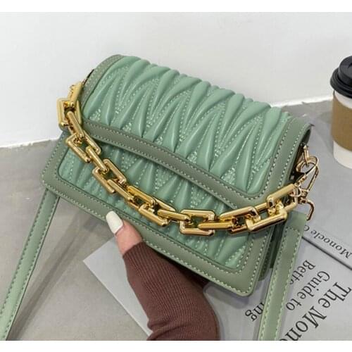 Fashion Chain Pleated Tote Bag 2021 Fashion New High Quality PU Leather Womens Designer Handbag Vintage Shoulder Messenger Bags