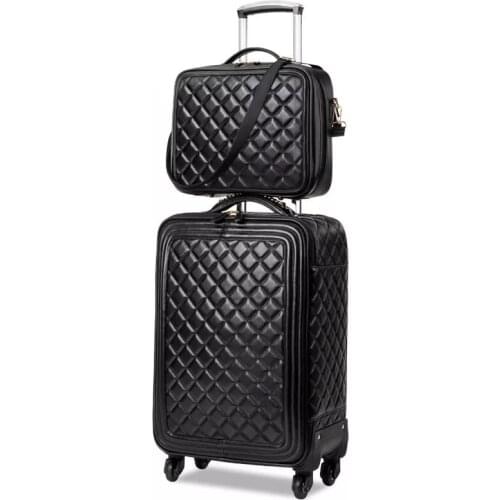 Fashion PU suitcase set luggage female trolley case boarding suitcase business travel high quality brand luggage