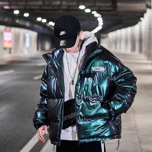 Mens Parkas 2020 New Magic Color Fabric Pu Cotton Clothing Mens Loose Large Size Printing Short Bread Jacket