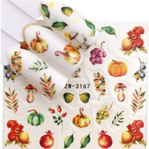 Pumpkin Fruits Nail stickers art decorations slider adhesive Water Transfer decals manicure lacquer accessoires polish foil