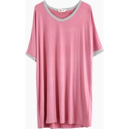 Korean Loose Sleepwear Women O Neck Short Sleeve Nightgowns Cotton Modal Night Dress Casual Home Clothes Female Nightshirt