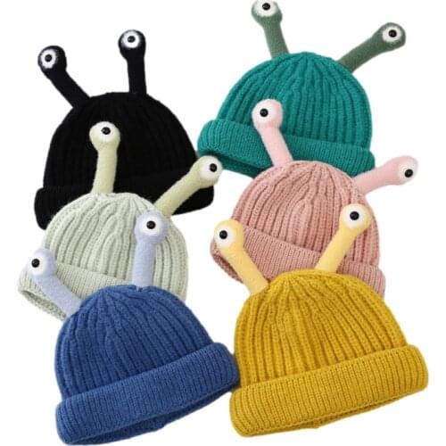 New Baby Knit Hat Cute Cartoon Long Eye Children Winter Warm Cap for Boys Girls Infant Funny Woolen Hats Cosplay Accessories