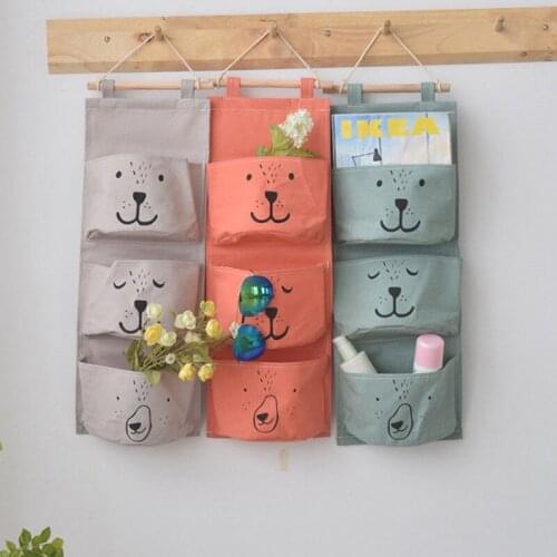 Newest Wall Hanging Storage Bags Children Kids Room Linen Closet Stuff Organizer Pouch 3 Color