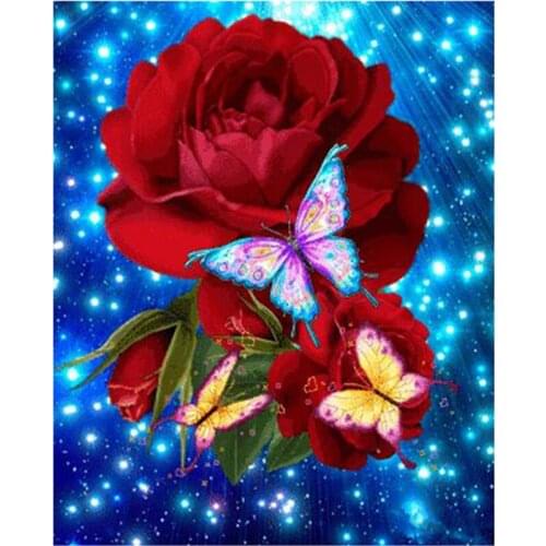 NEW DIY Full Diamond Embroidery flower 5D Diamond Painting Cross Stitch rose 3D Diamond Mosaic butterfly Needlework Crafts,Gift