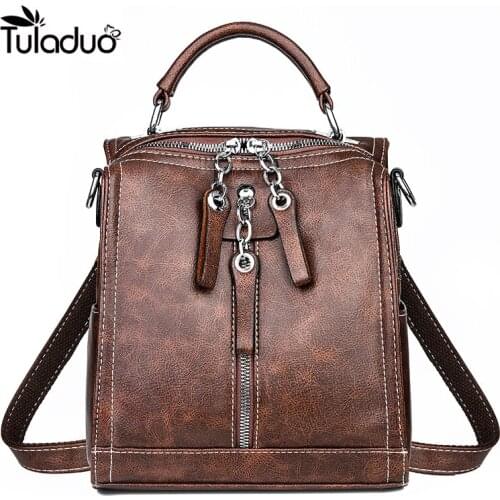 New PU Leather Women Backpack Casual School Backpack For Teenager Girl Large Capacity Multifunction Backpack Mochil