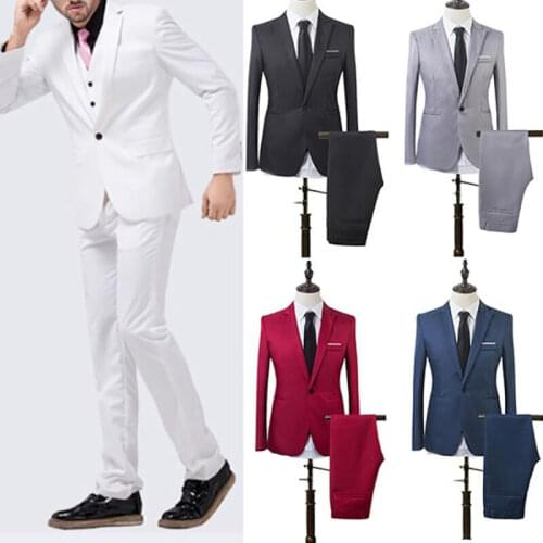 Slim Fit Business Men Cheap Leisure Formal Two-Piece Suit for Groom Wedding