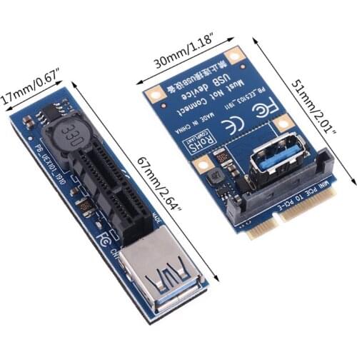 Mini PCIE to PCI-E X4 Slot Riser Card Port Adapter PC Graphics Card Connector with 30CM USB3.0 Extension Cable