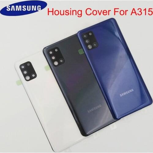 Samsung Galaxy A315 A31 5G A315F Plastic Back Battery Cover Rear Door Housing Panel Replacement Case With Camera Frame Lens+Logo