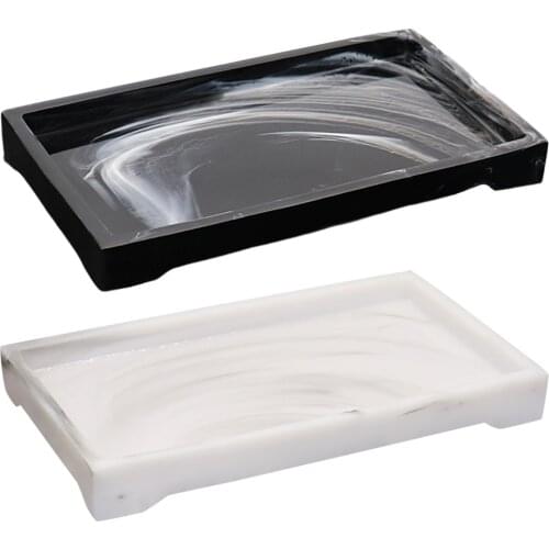 Nordic Marble Print Resin Bathtub Tray with Leg Plate Dresser Dispenser for Candles Soap