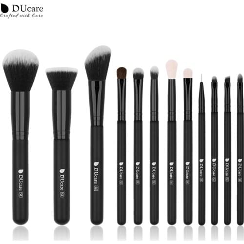 DUcare Professional 12PCS Makeup Brushes Powder Foundation Eyeshadow Make Up Brushes Set Natural Goat Hair Cosmetics Brush Set