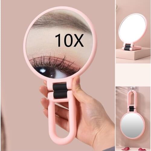 10X 5X 1X Magnification Double Sided Hand Mirror Foldable Hanging Portable Magnifying Handheld Makeup Pedestal Mirror