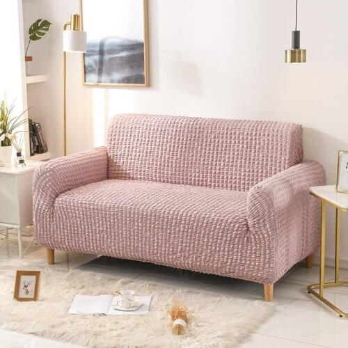 Solid color Sofa Cover Simple stripe sofa cover for Living Room Elastic Couch Slipcover seersucker fabric 1/2/3/4 seater