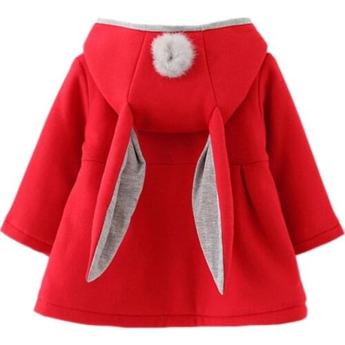 Baby girl hoodie sweatshirt solid cartoon rabbit ears hooded coat for 6-48month girls newborn infant girl outerwear clothing